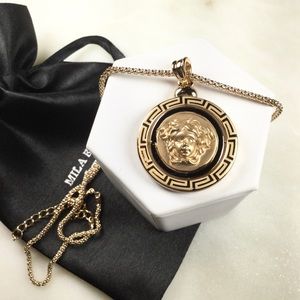 Greek Pattern and Medusa Necklace 18K Gold Plated